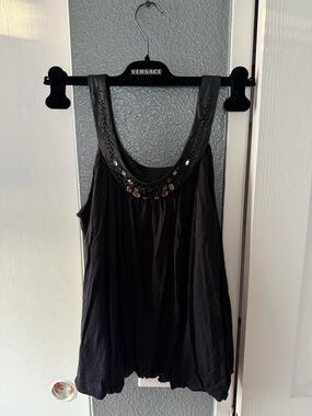 H&M Black Embellished Scoop Neck Tank Top
